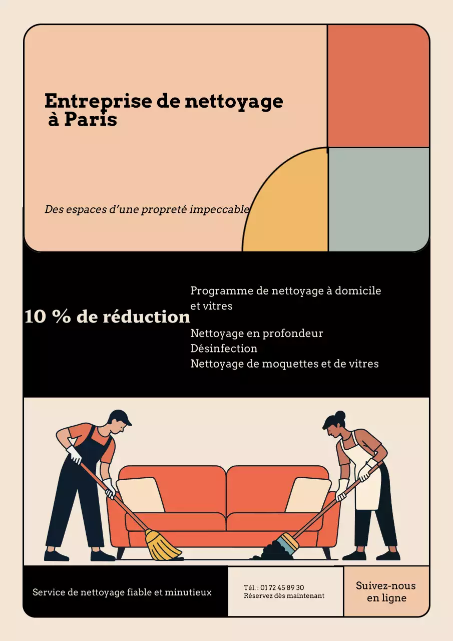Affiche promotionnelle beige pour le nettoyage moderne