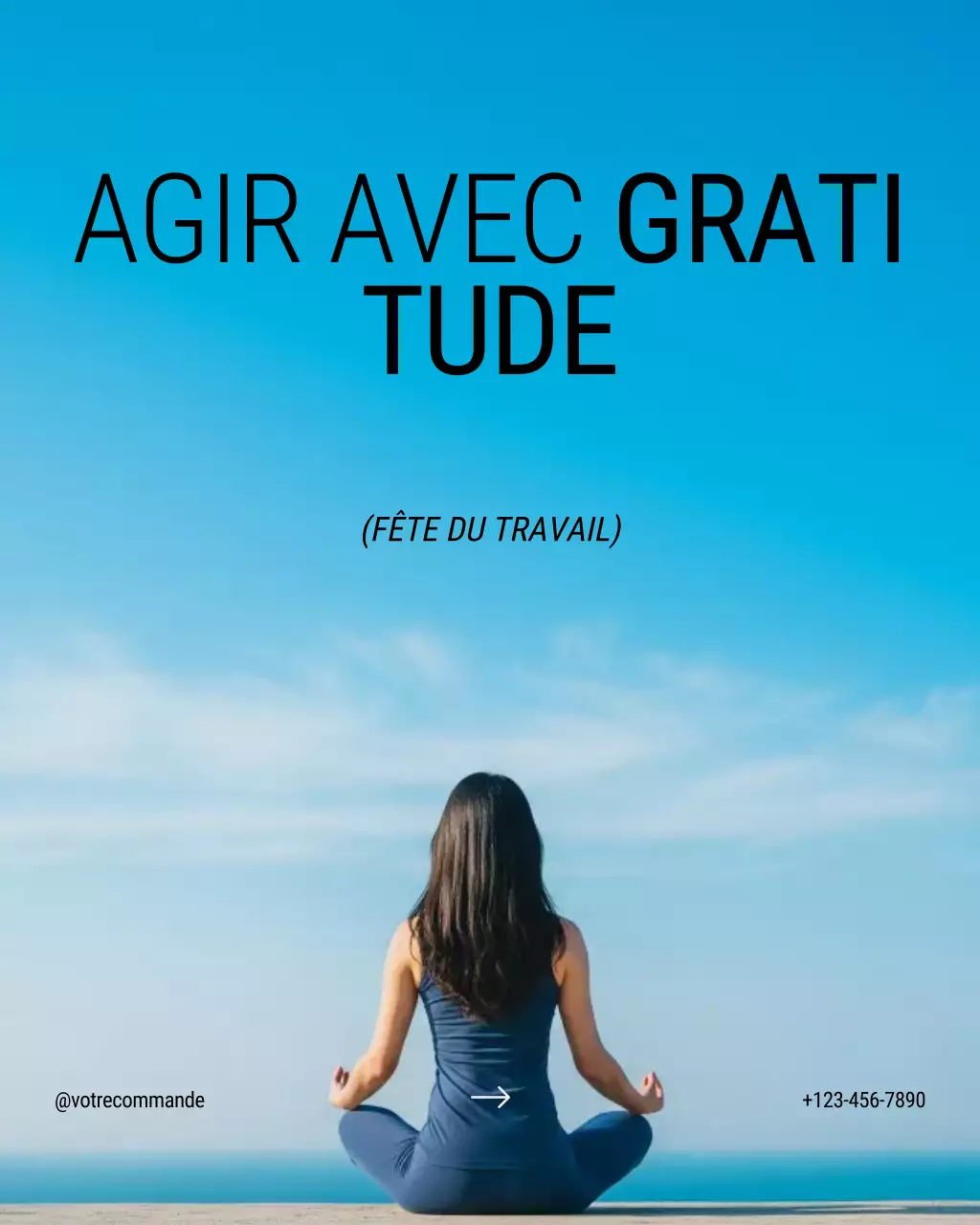 Citation de motivation pour le bien-être et la forme physique sur la fête du Travail, Blue Modern Calm, Instagram