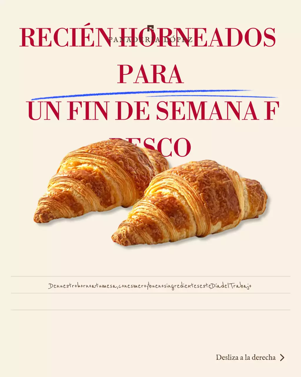 Publicación de Instagram para promocionar una panadería con estética moderna en beige