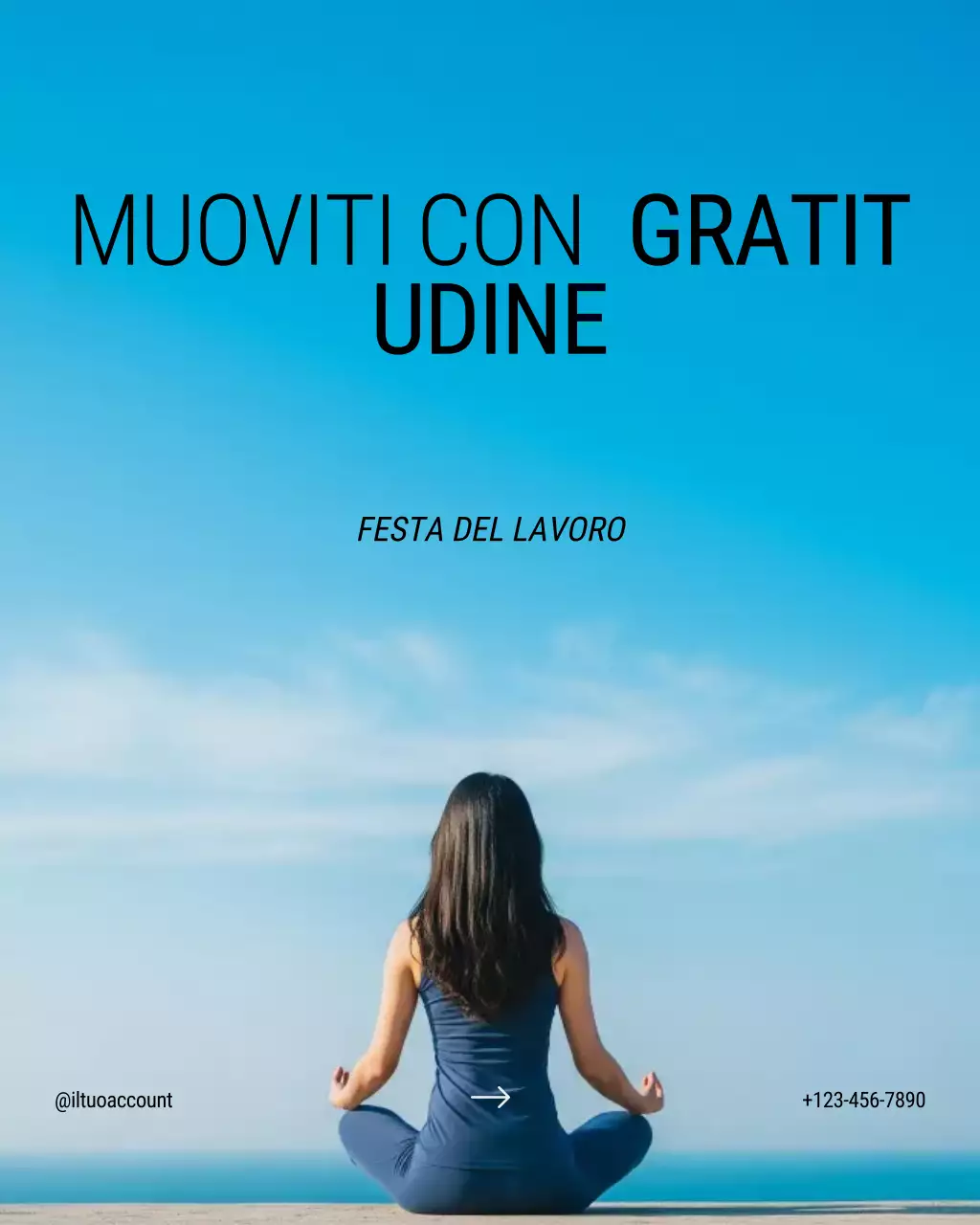 Post Instagram con citazione motivazionale per il benessere e il fitness del Labor Day, moderna e calma, blu