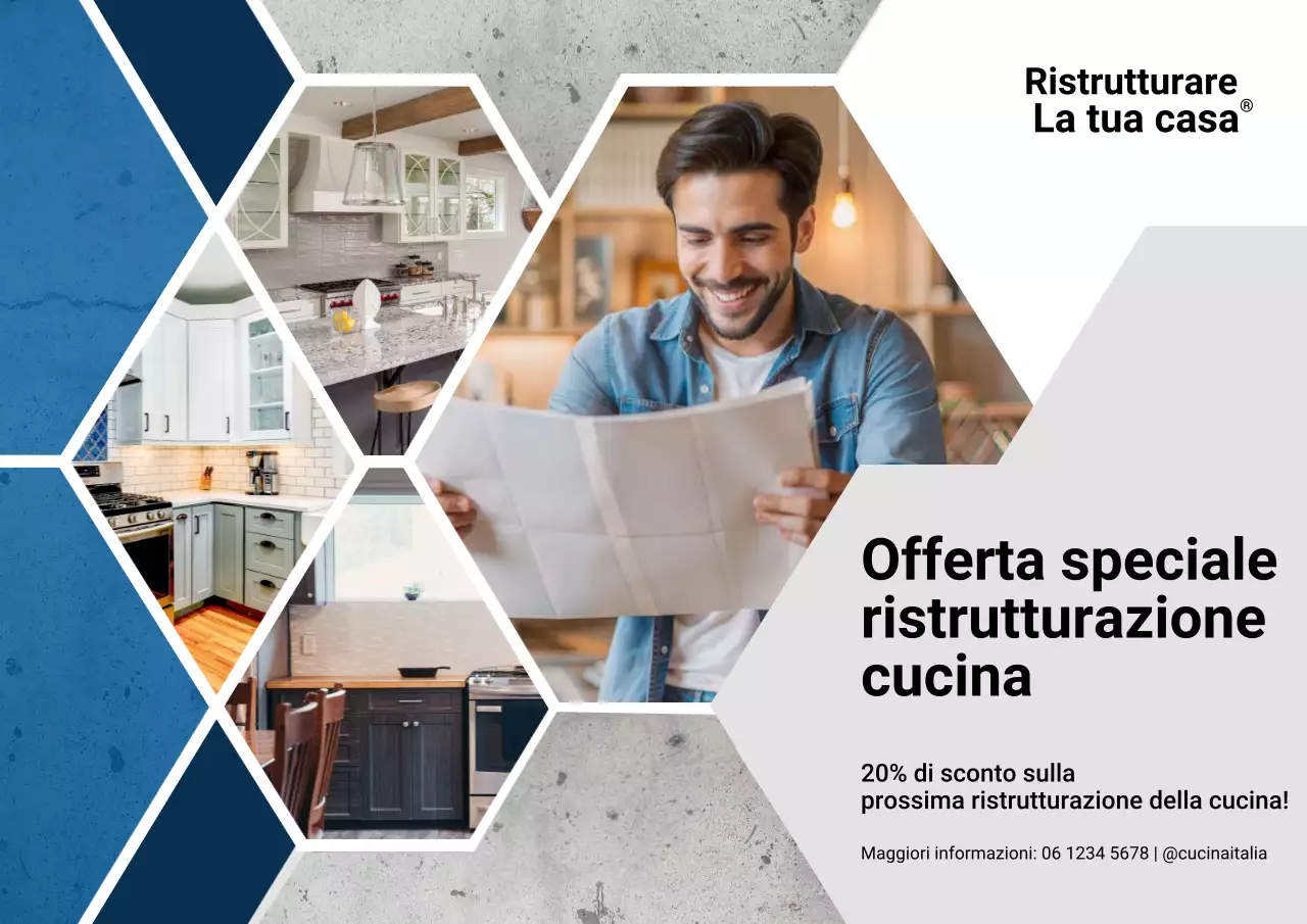 Poster promozionale della cucina moderna blu