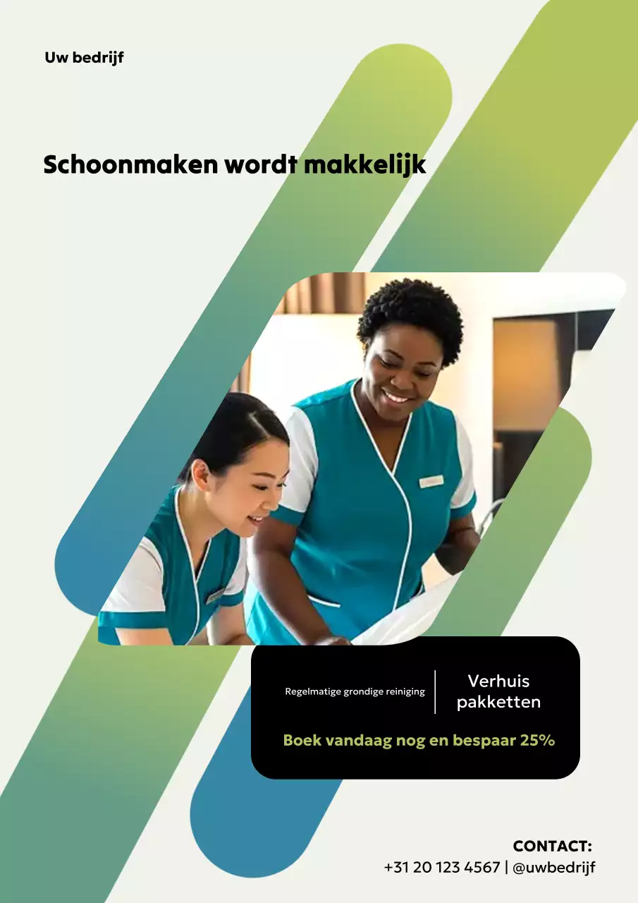 Promotieposter voor groene, moderne schoonmaak