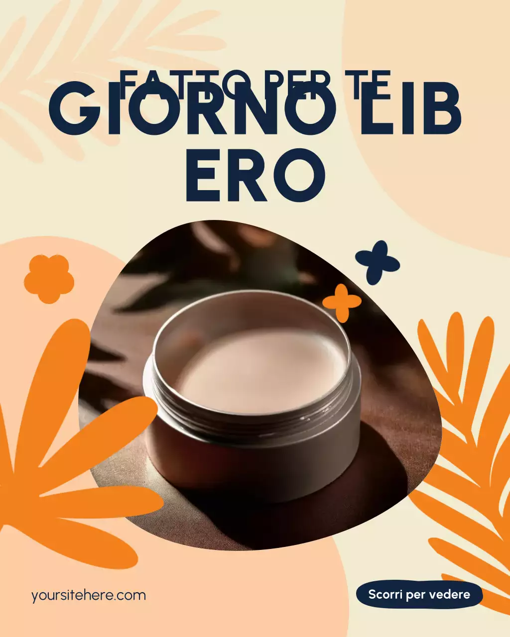 Post di Instagram che presenta prodotti artigianali e fatti a mano biologici arancioni e blu navy per il Labor Day