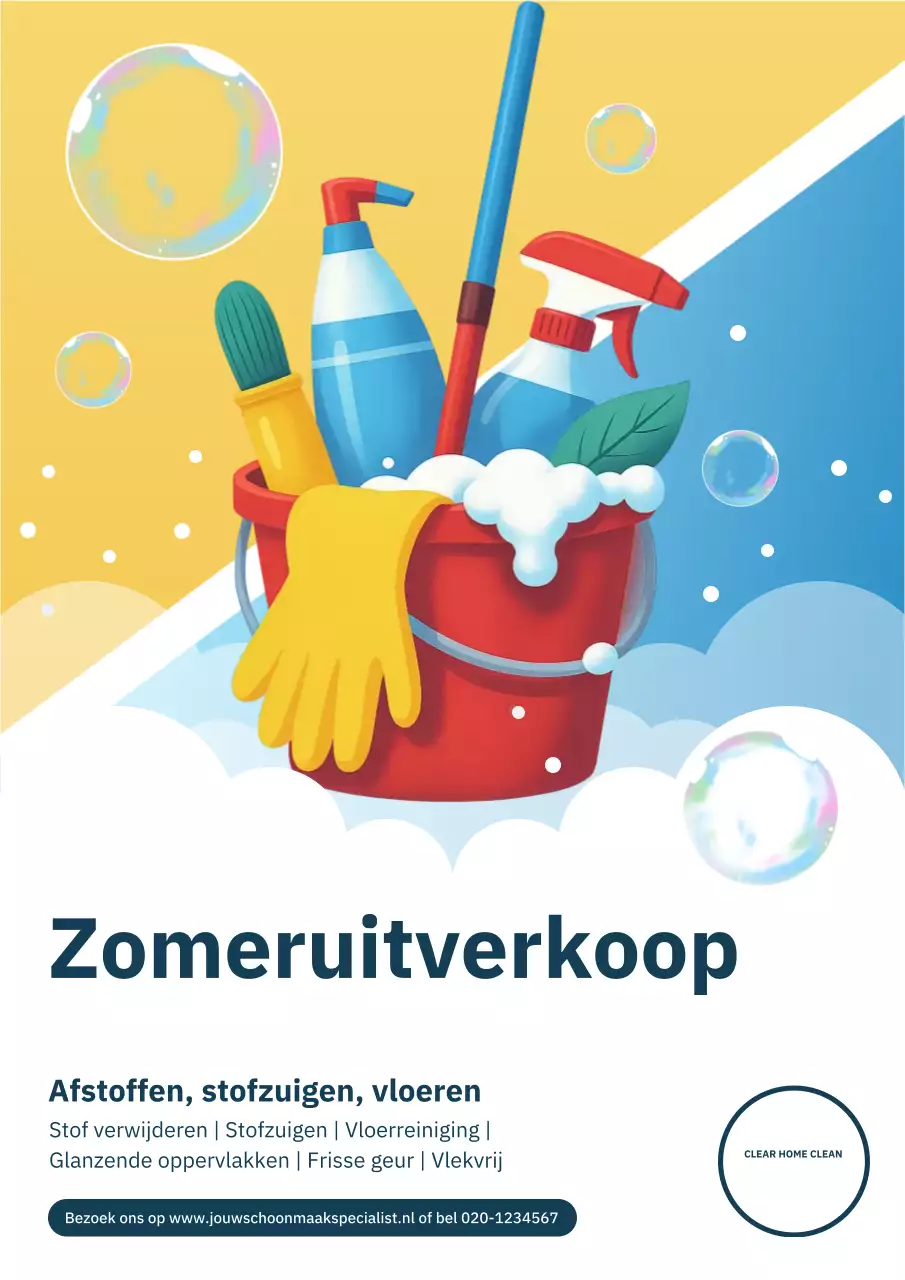 Rode moderne schoonmaakpromotieposter