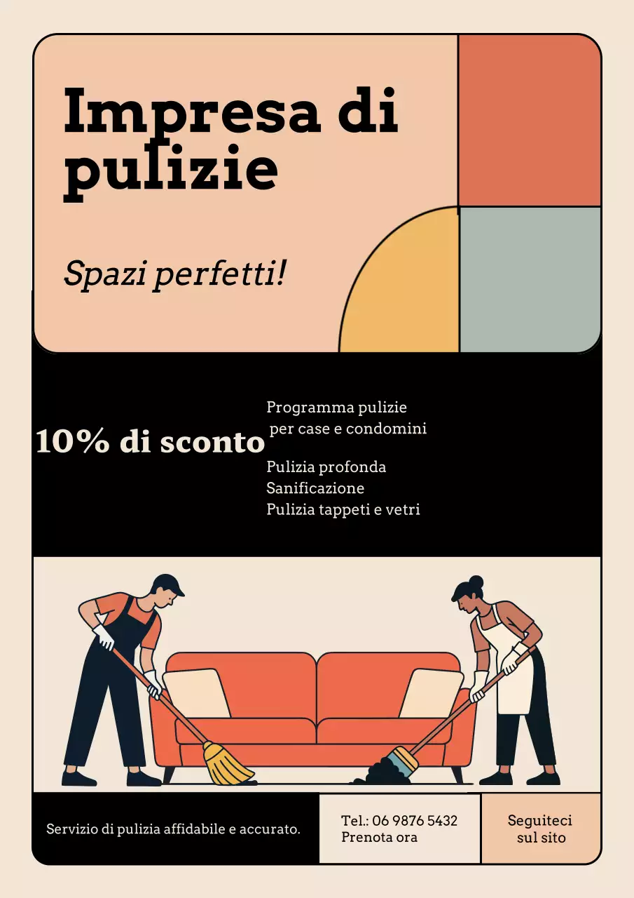 Poster promozionale per la pulizia moderna beige
