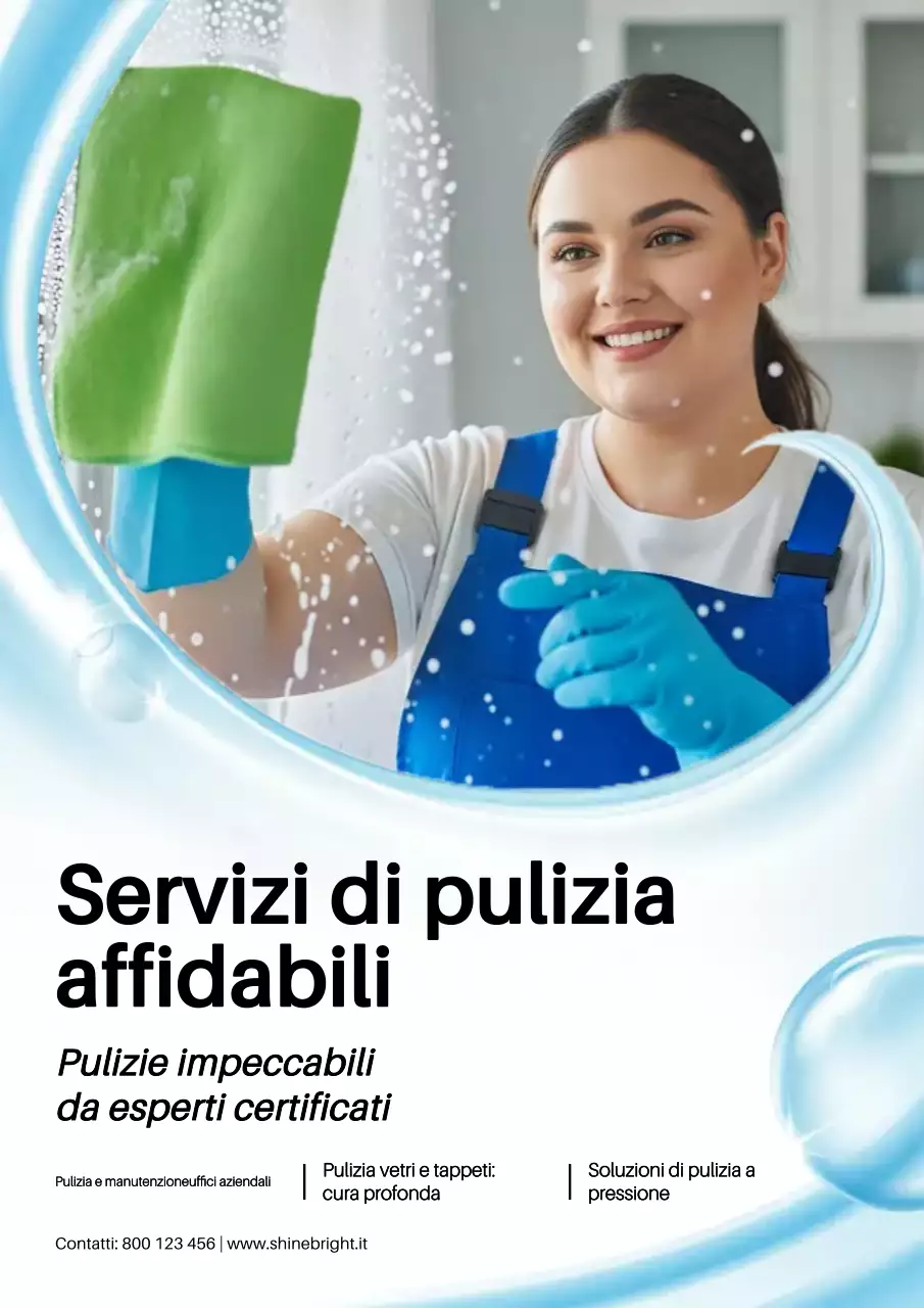 Manifesto promozionale per la pulizia Blue Clean