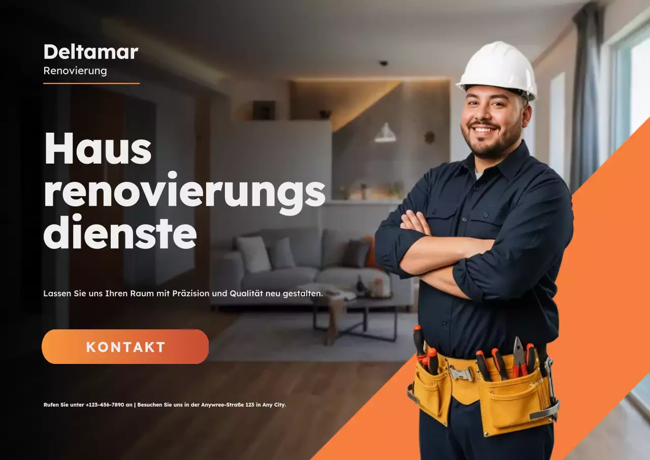 Orangefarbenes Werbeplakat für moderne Renovierungen