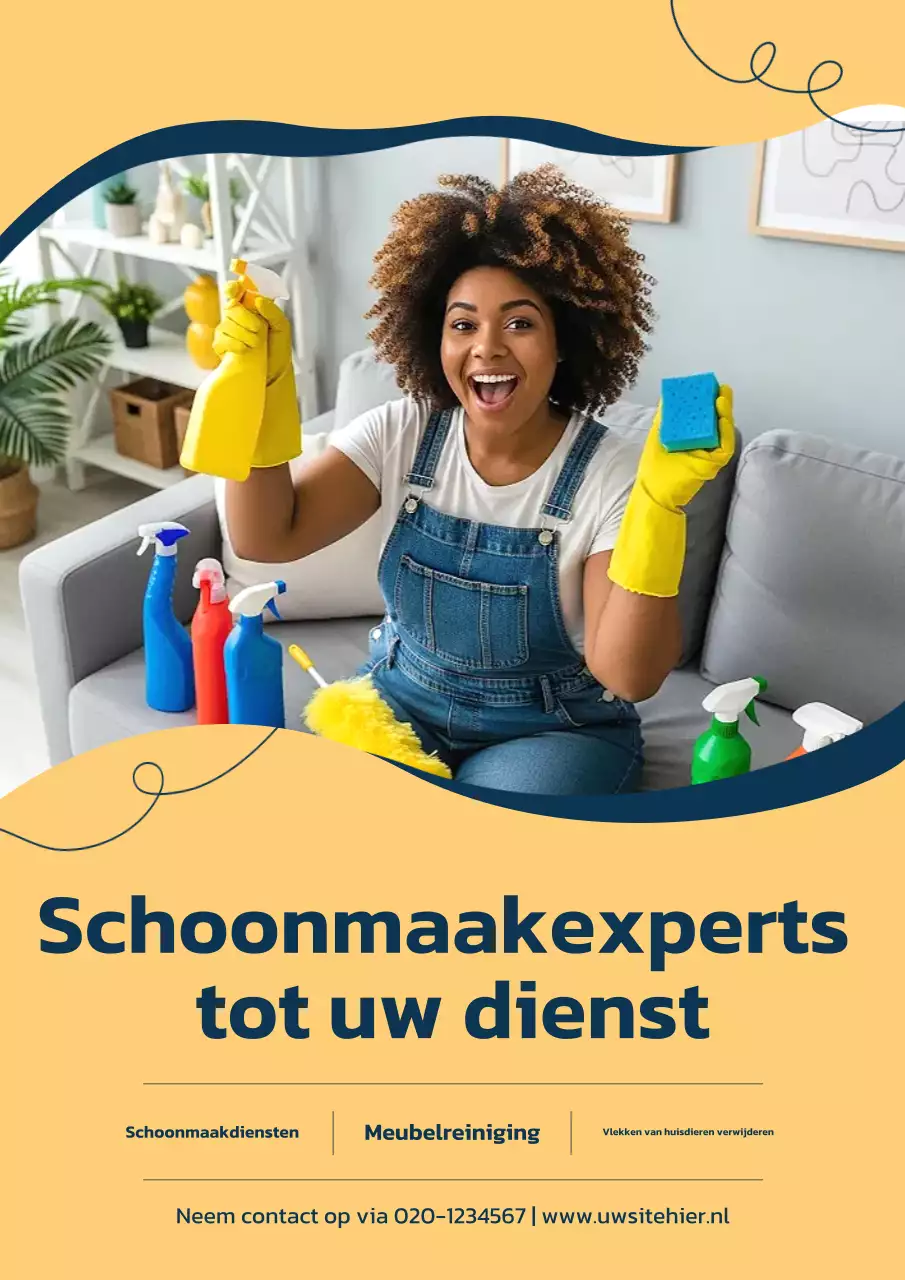 Gele moderne schoonmaakreclameposter
