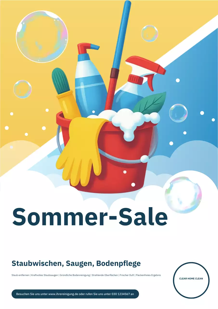 Rotes, modernes Reinigungswerbeplakat