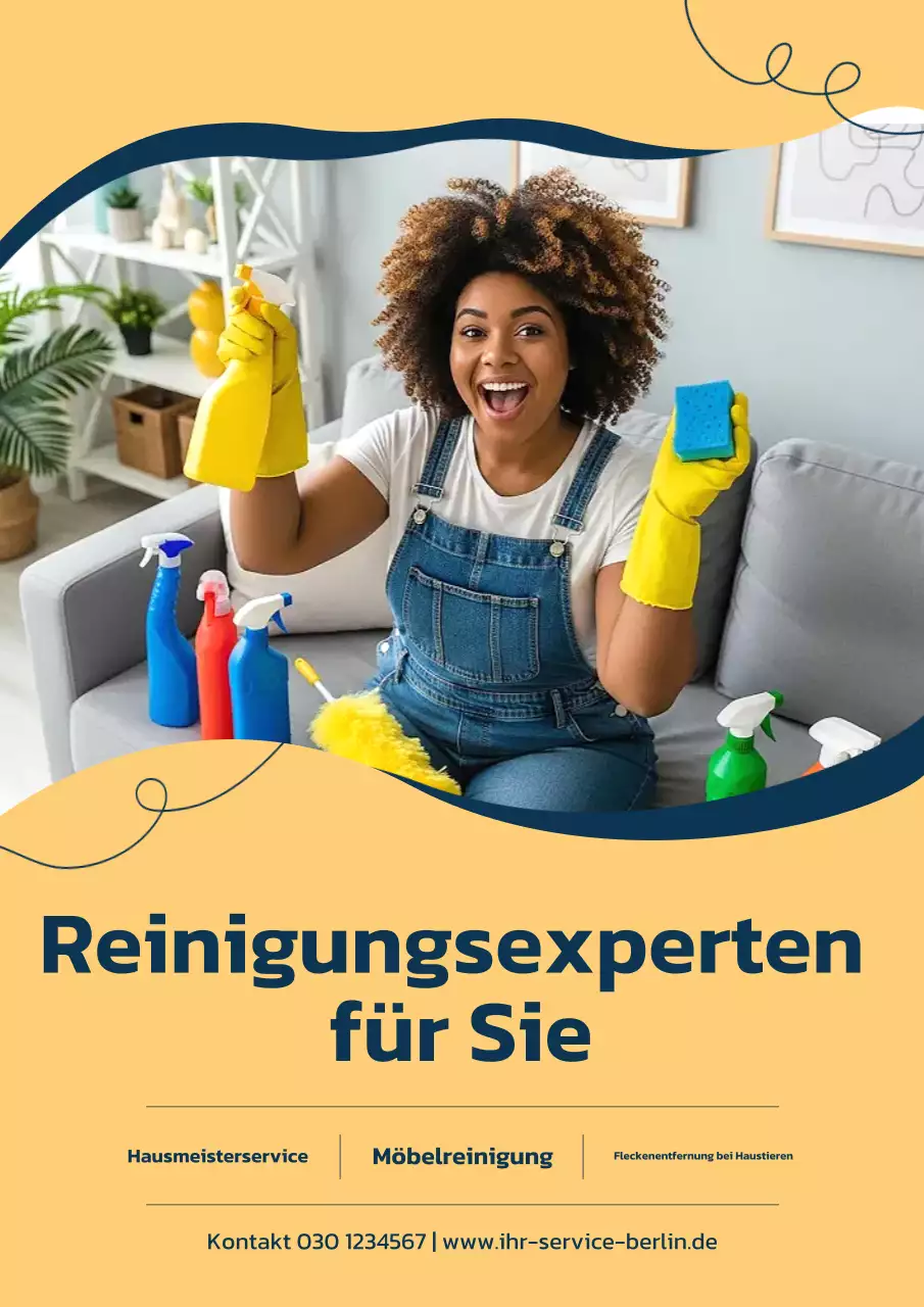 Gelbes modernes Reinigungswerbeplakat