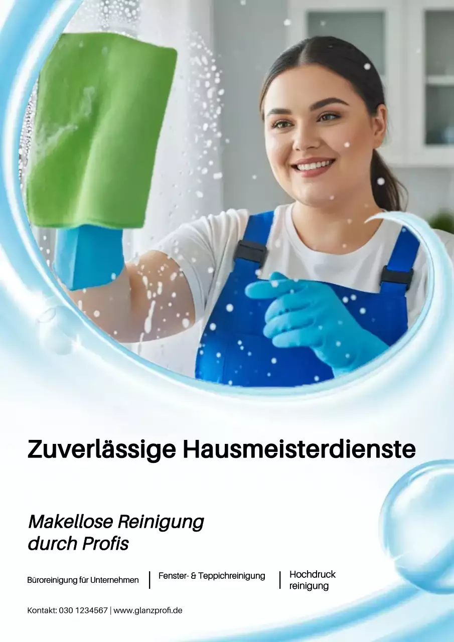 Blue Clean Hausmeister-Werbeplakat