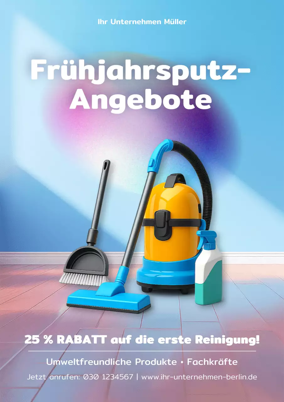 Blaues modernes Reinigungswerbeplakat