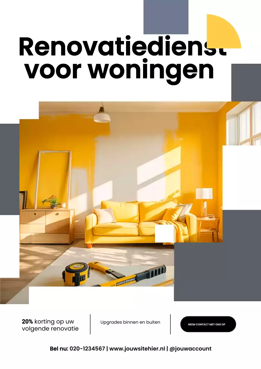 Gele moderne renovatie promotieposter