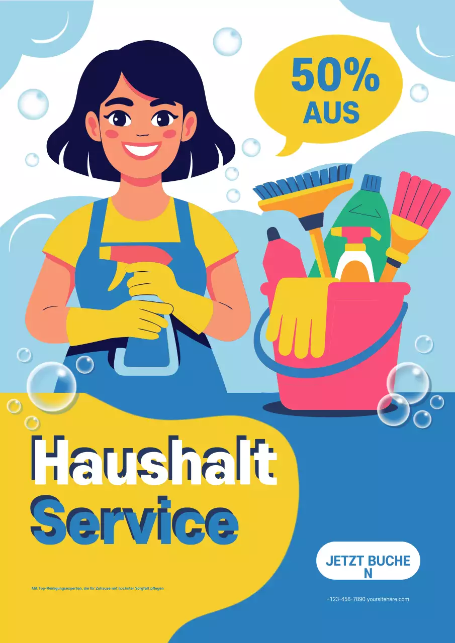 Blaues modernes Reinigungswerbeplakat