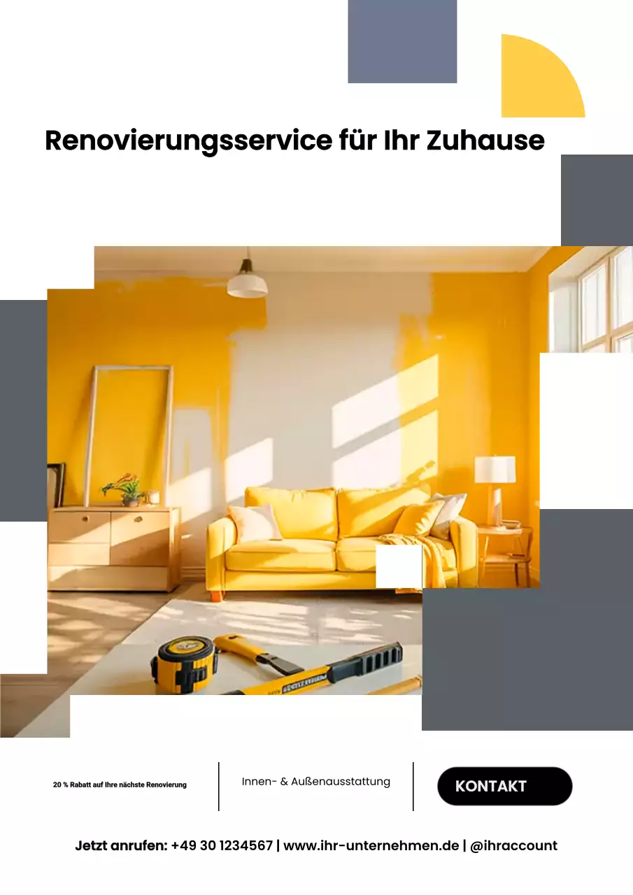 Gelbes modernes Renovierungswerbeplakat