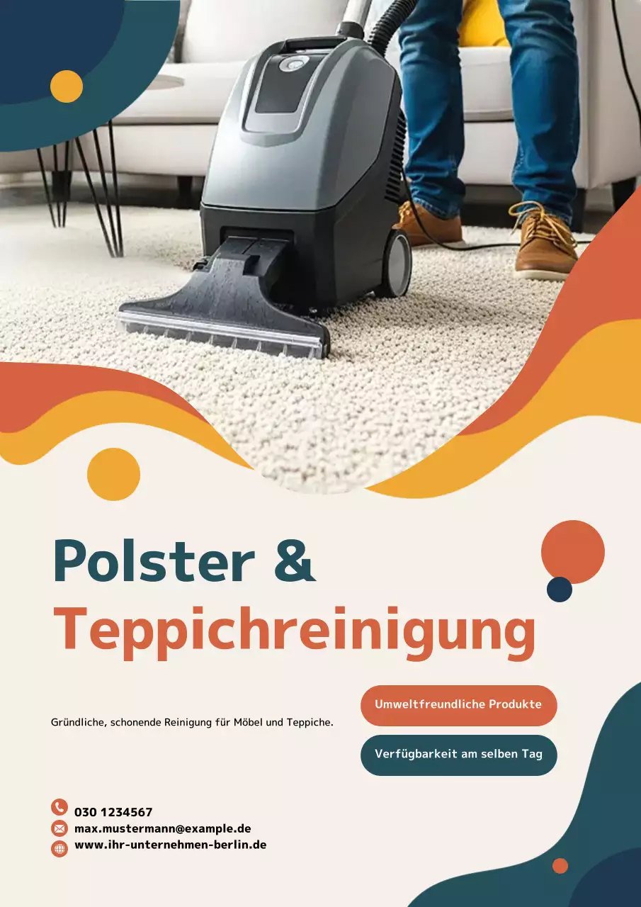 Orangefarbenes, modernes Reinigungswerbeplakat