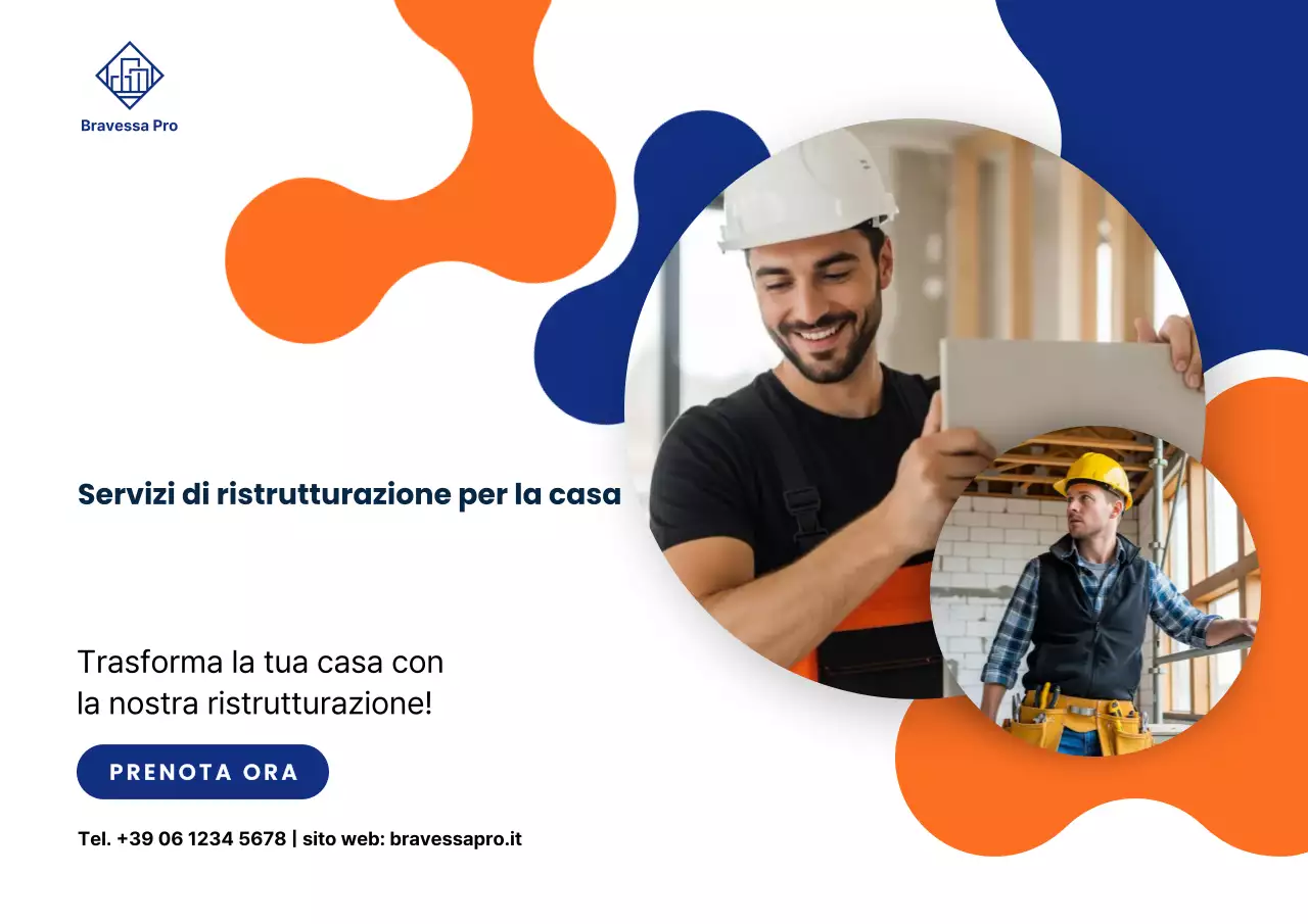Promozione ristrutturazione moderna arancione e blu scuro