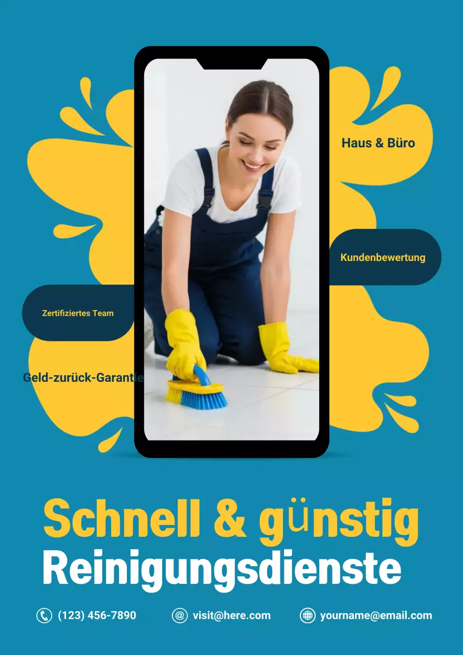 Blaues modernes Reinigungswerbeplakat