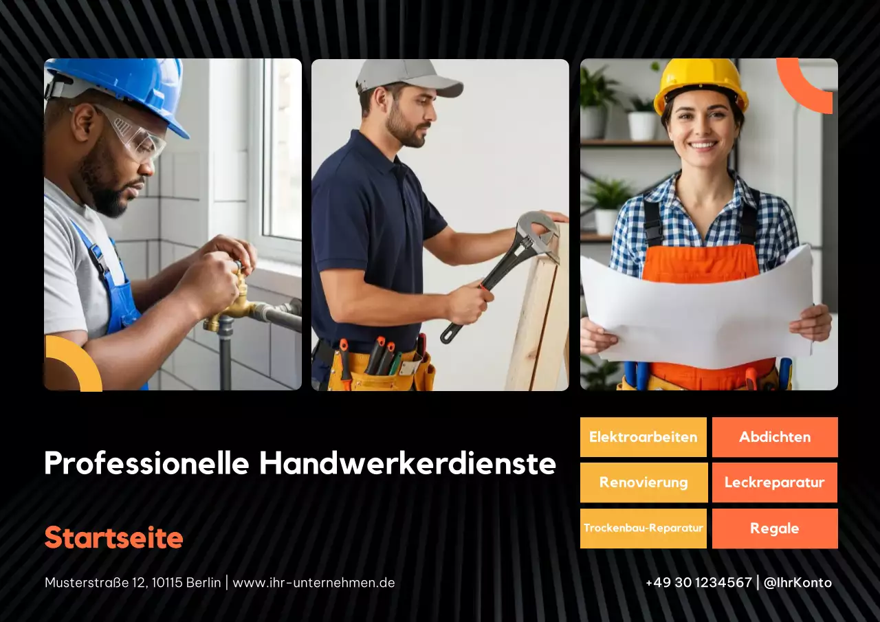Schwarzes modernes Handyman-Werbeplakat