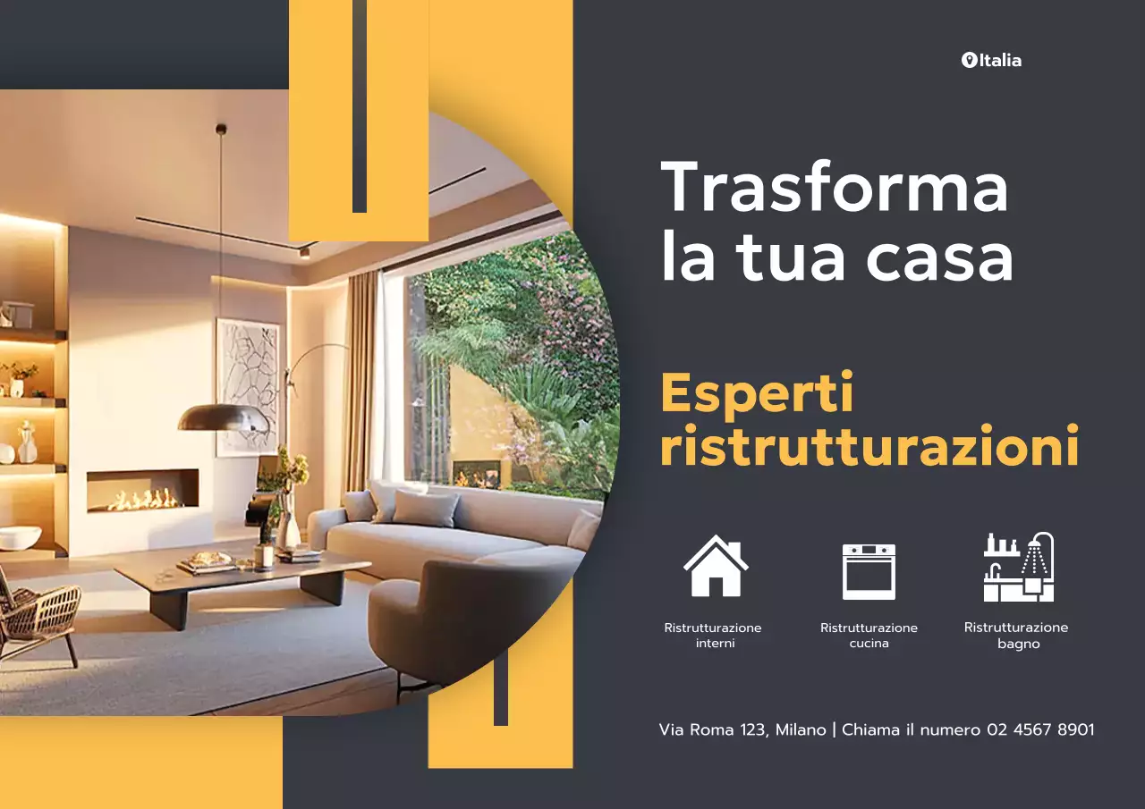 Poster promozionale per una casa moderna gialla e grigia