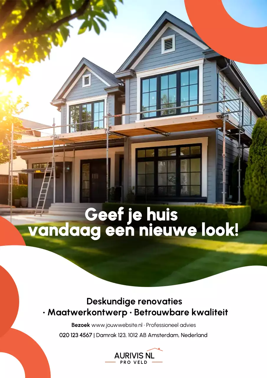 Rood-oranje moderne renovatie advertentieposter