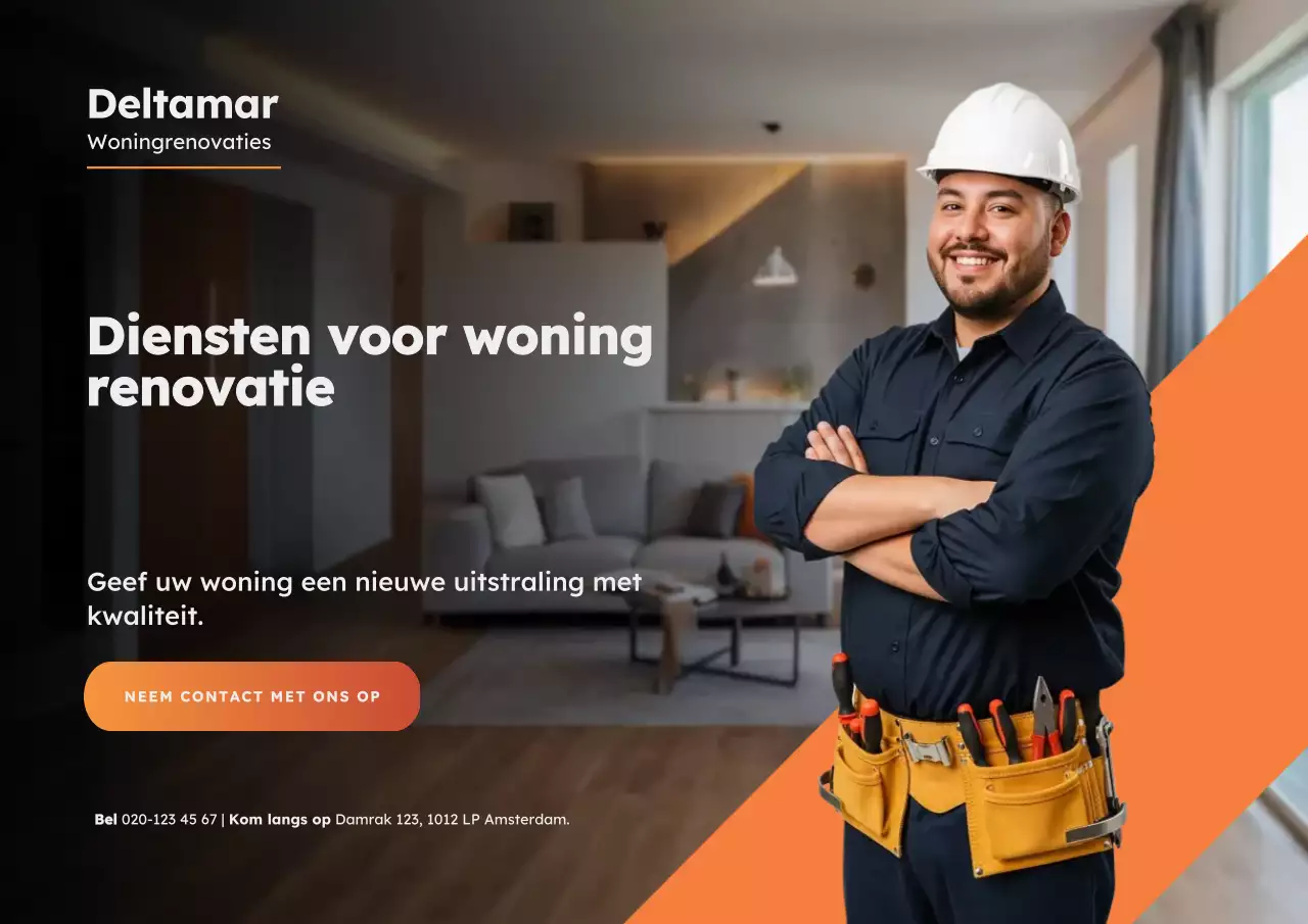 Oranje moderne renovatie promotieposter