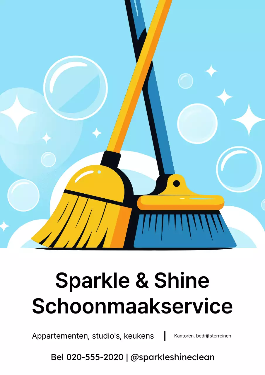 Blauwe moderne schoonmaakpromotieposter