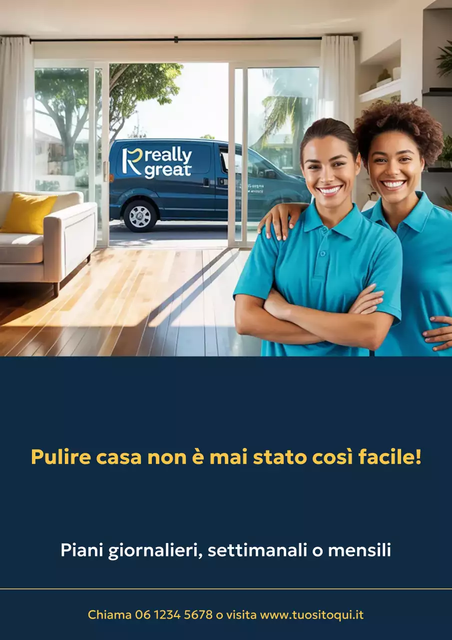 Manifesto promozionale per la pulizia moderna blu