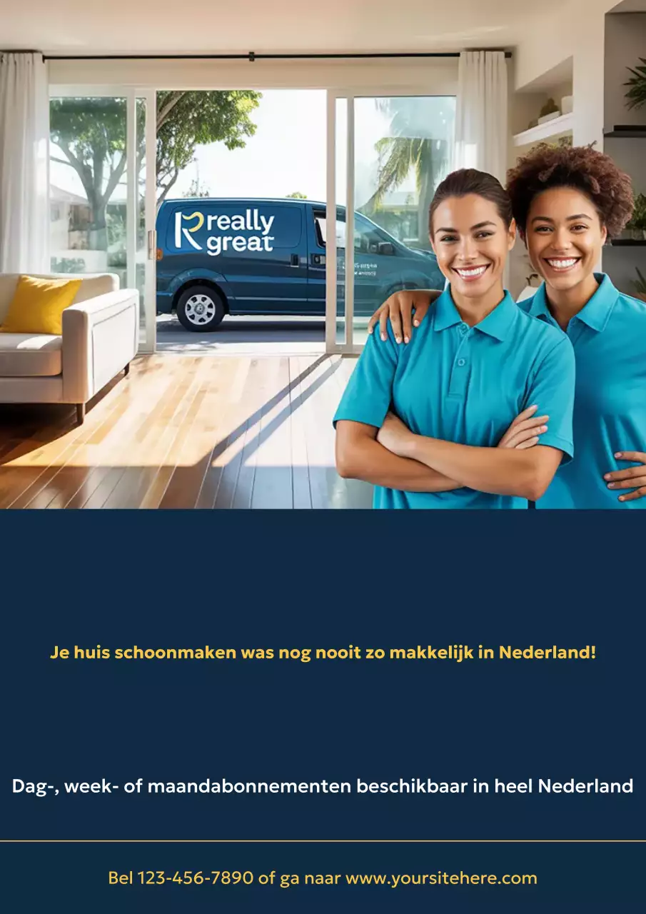 Blauwe moderne schoonmaakpromotieposter