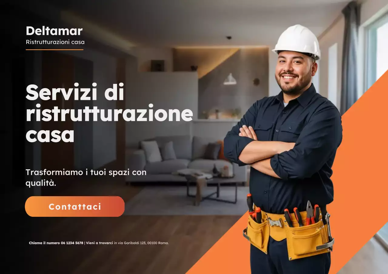Manifesto promozionale per la ristrutturazione moderna arancione