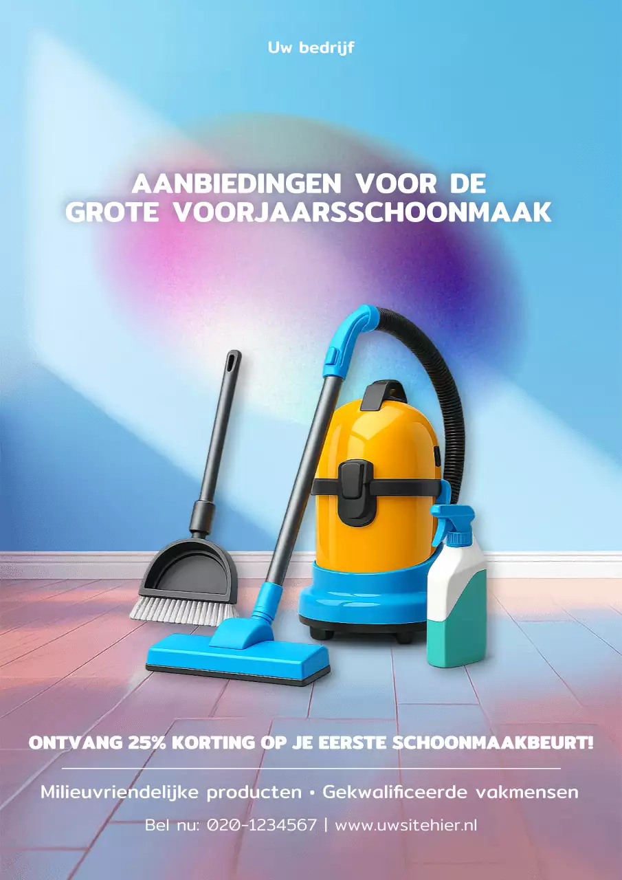 Blauwe moderne schoonmaakpromotieposter