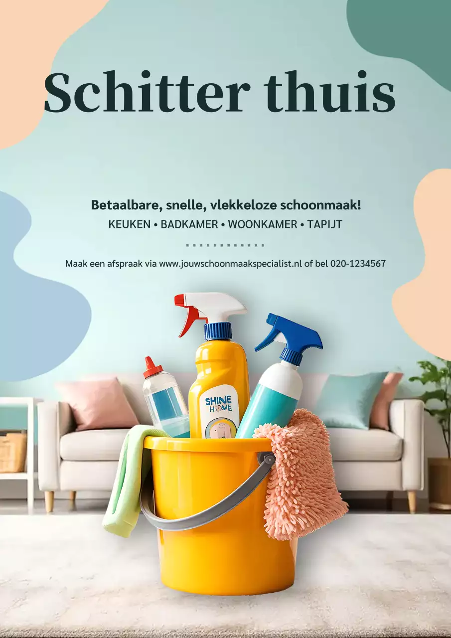 Gele moderne schoonmaakreclameposter