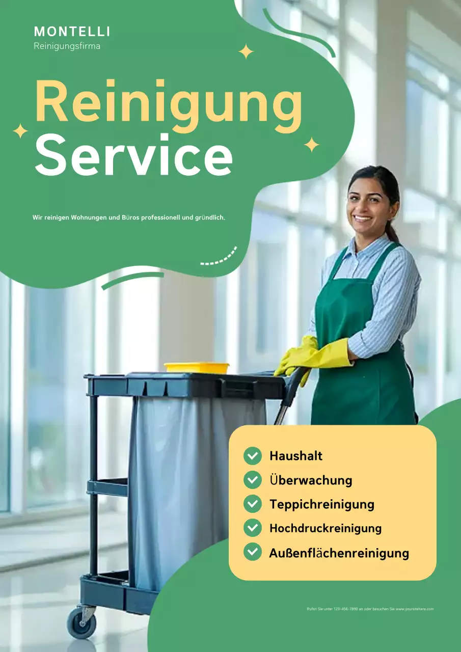 Grünes, modernes Reinigungswerbeplakat