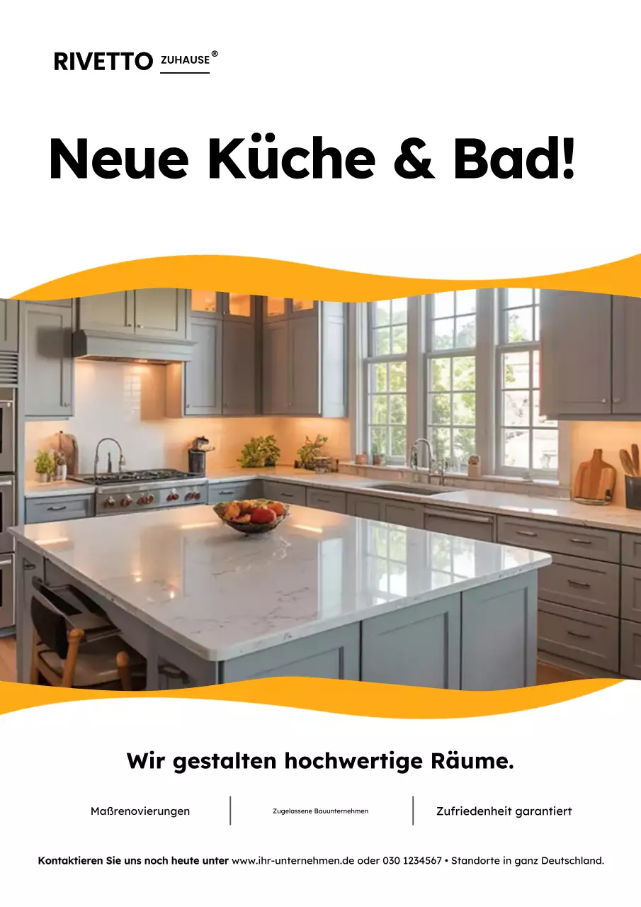 Orangefarbenes Werbeplakat für moderne Renovierungen
