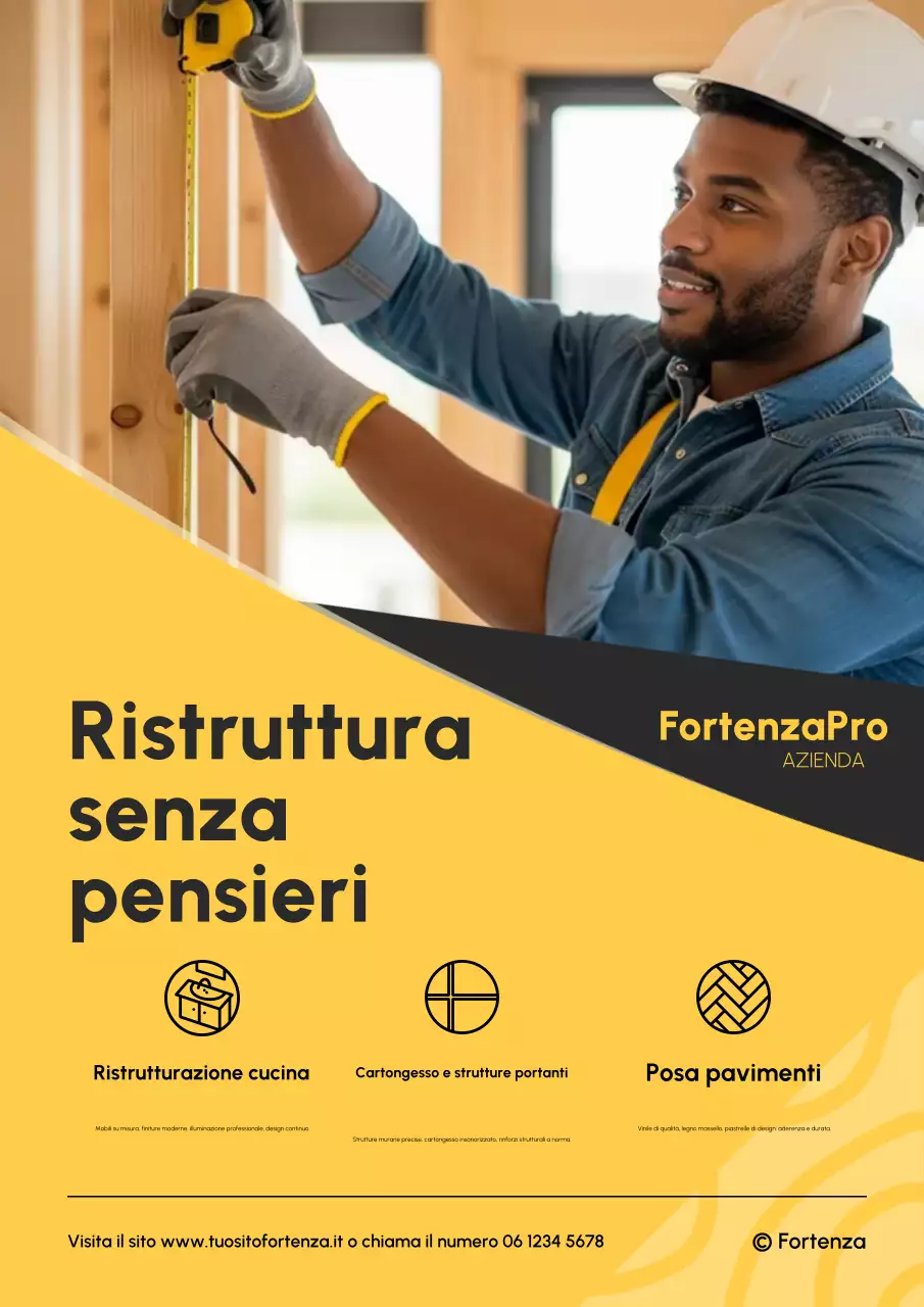Manifesto promozionale per l'edilizia professionale gialla