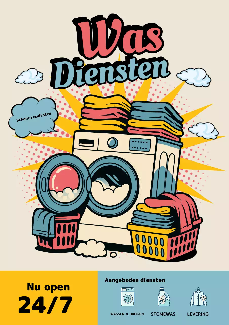 Gele Retro Wasserij Promotieposter