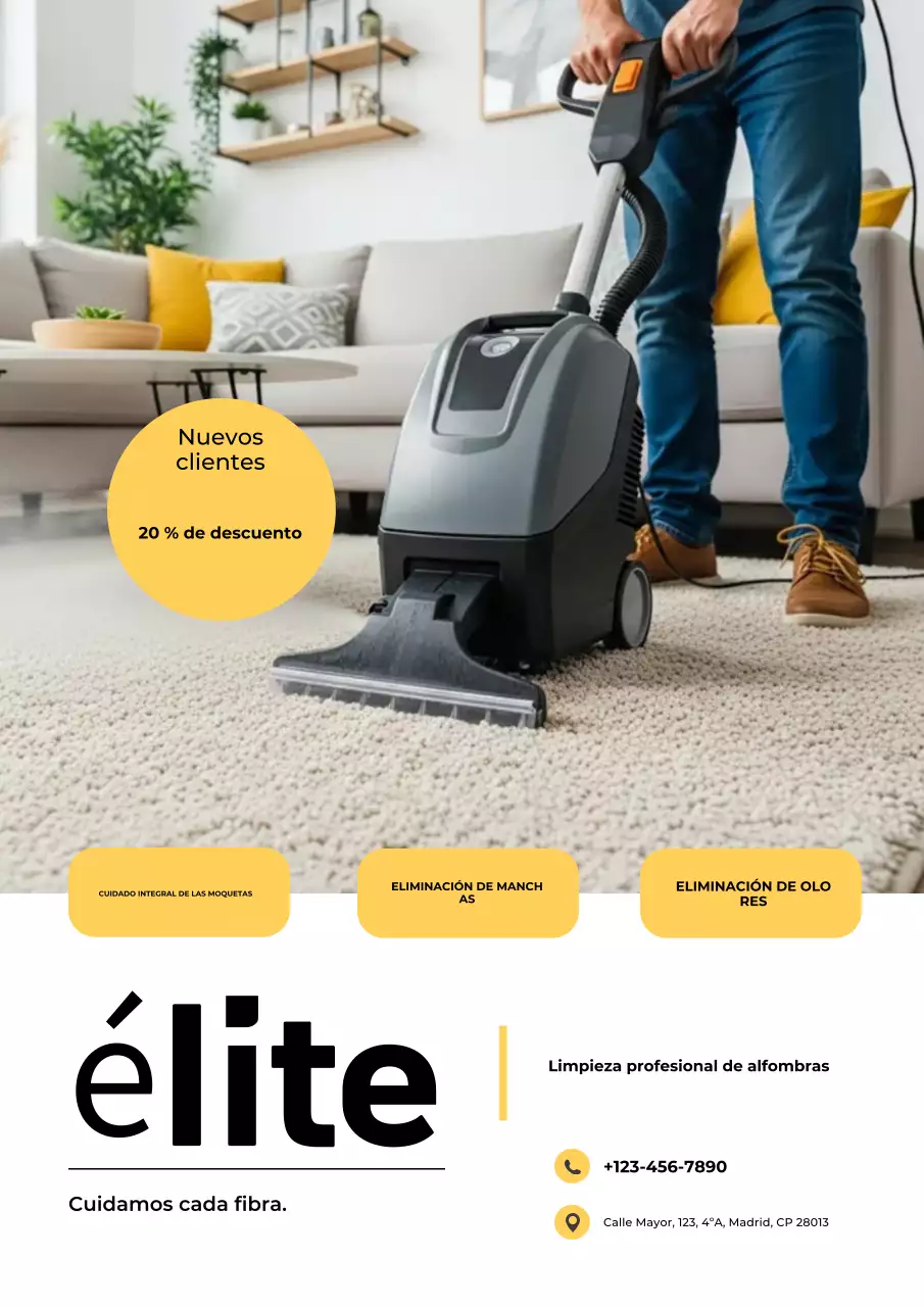 Cartel publicitario de limpieza de alfombras modernas en gris