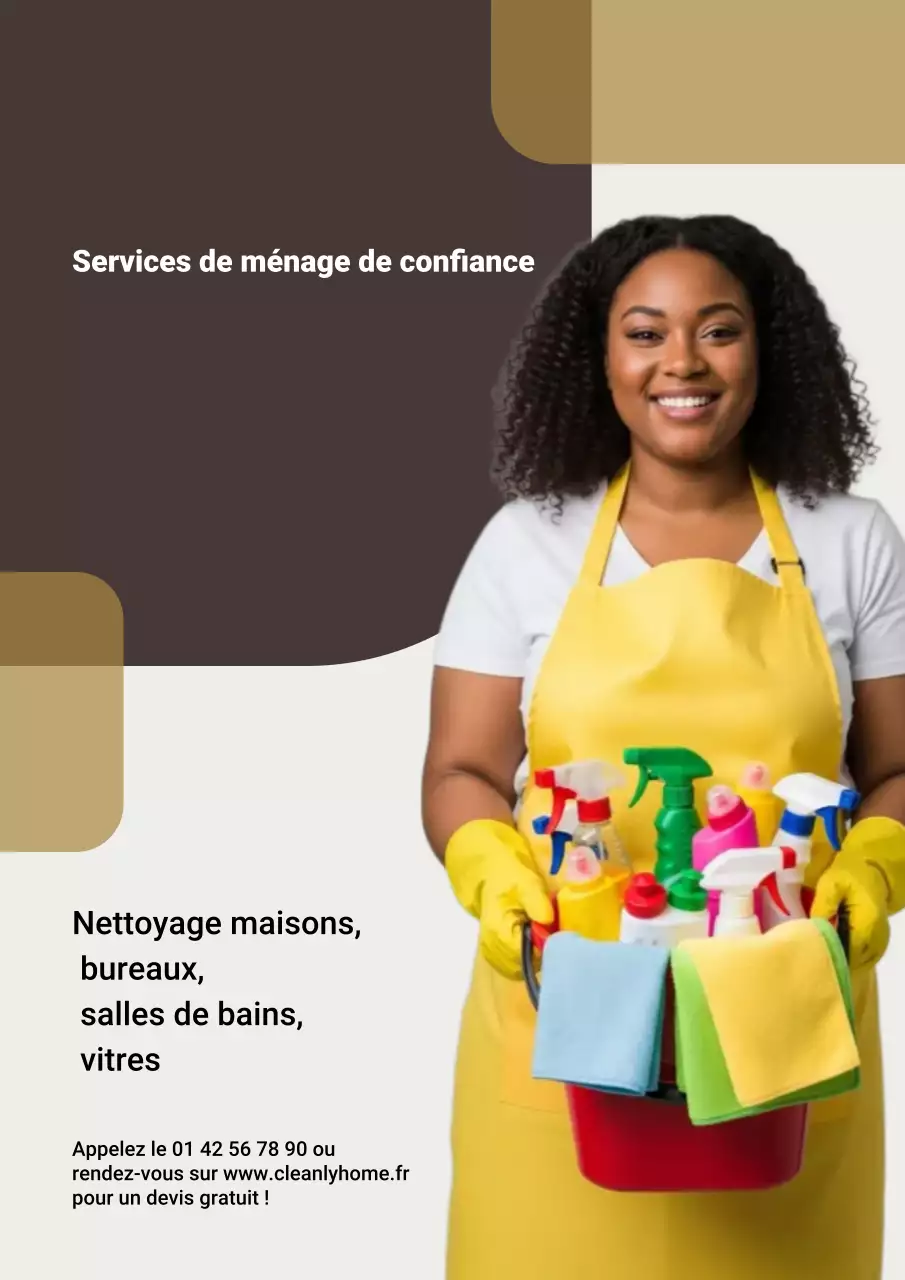 Affiche publicitaire jaune pour le nettoyage professionnel
