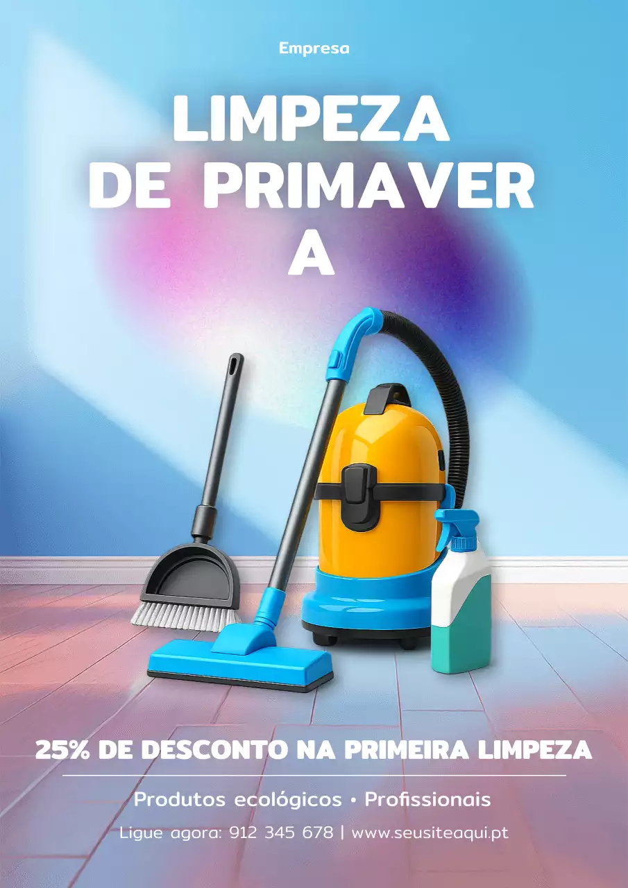 Cartaz promocional de limpeza moderna azul
