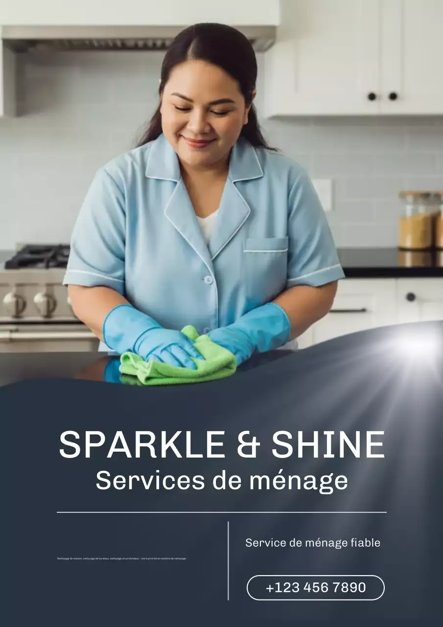 Affiche publicitaire de nettoyage professionnel bleu