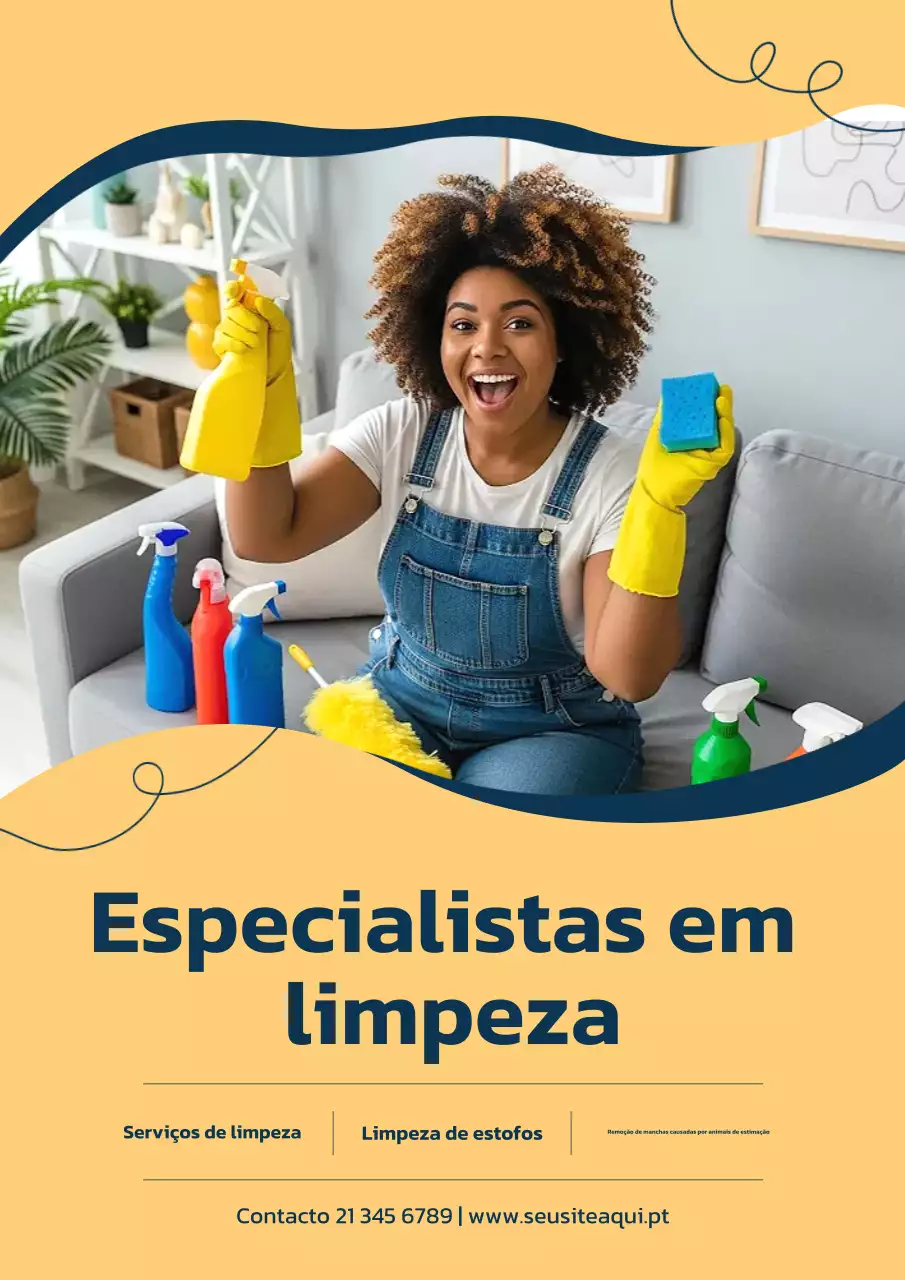 Cartaz de propaganda de limpeza moderna amarela