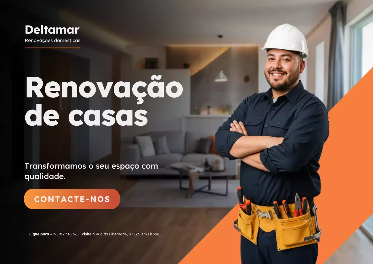 Cartaz Promocional de Renovação Moderna Laranja
