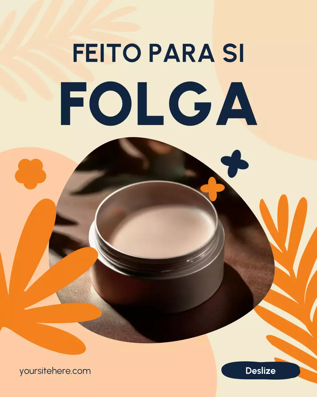 Postagem no Instagram de apresentação de produtos artesanais e artesanais orgânicos em laranja e azul marinho para o Dia do Trabalho