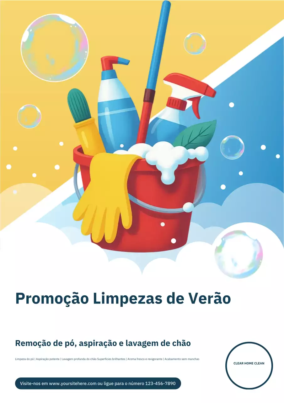 Cartaz promocional de limpeza moderna vermelha