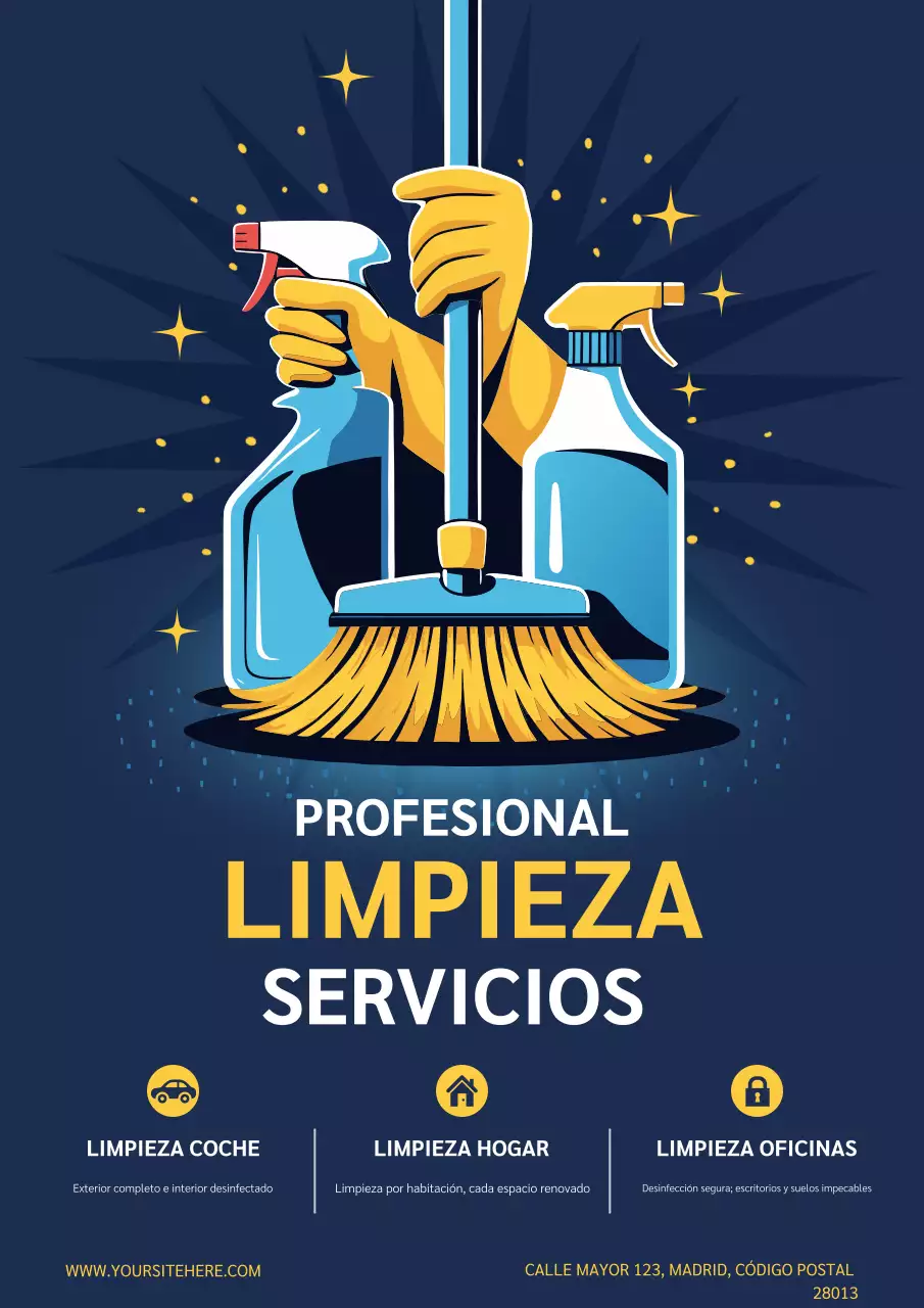 Cartel publicitario de limpieza moderna de la Marina