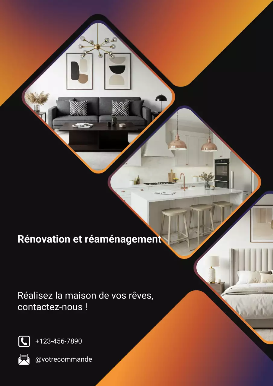 Affiche promotionnelle de rénovation moderne dégradée orange