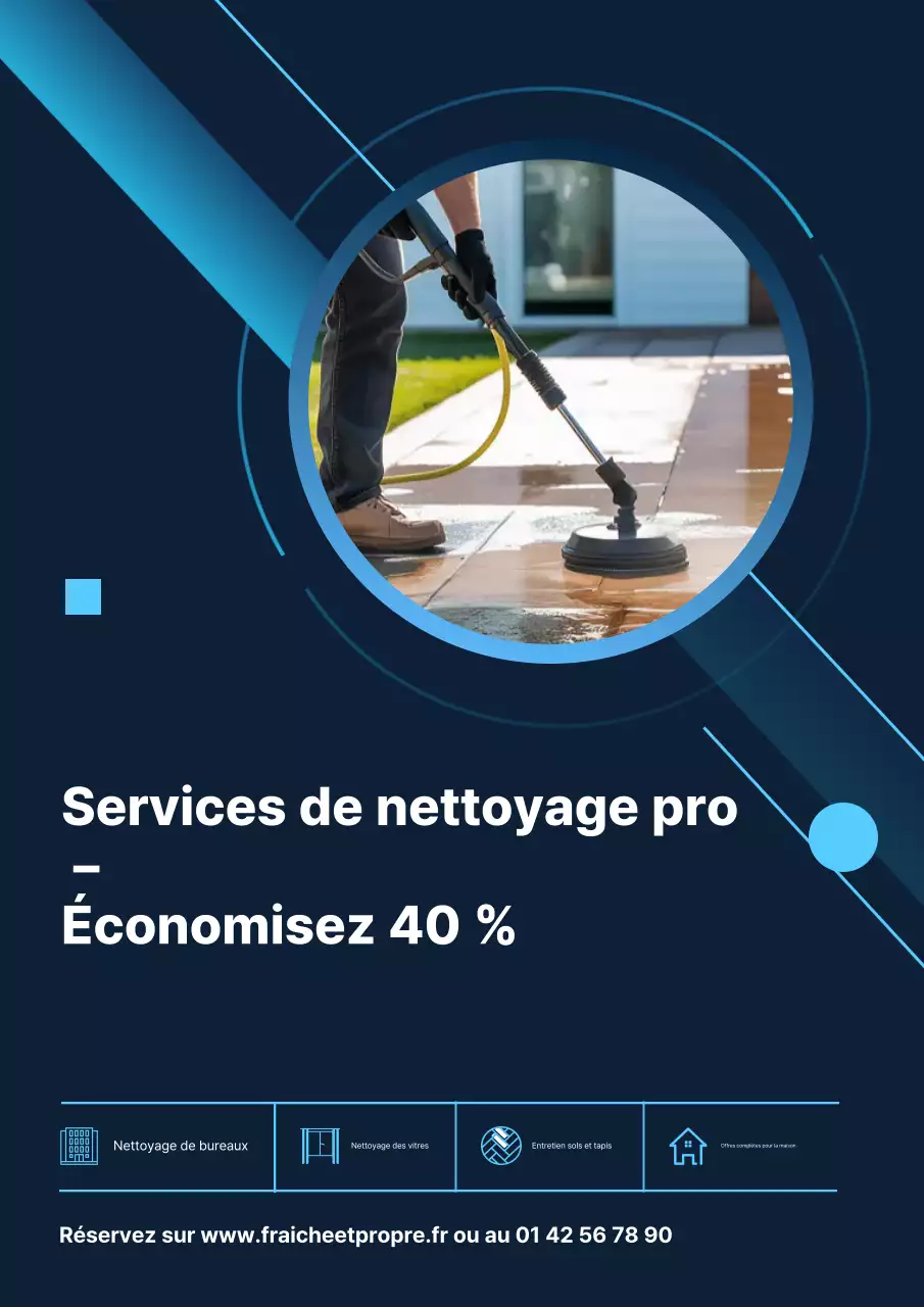 Affiche promotionnelle de nettoyage moderne bleu