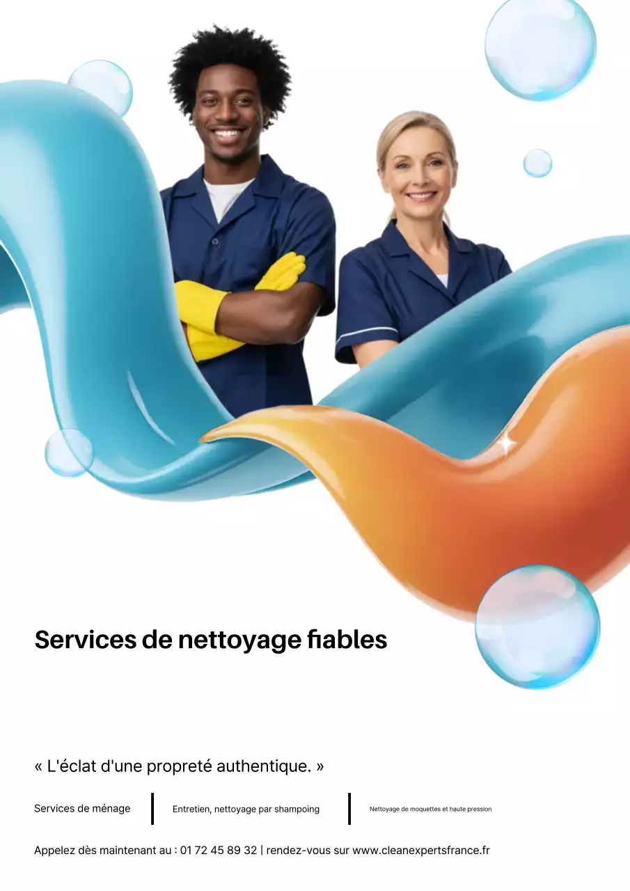 Affiche publicitaire de nettoyage moderne bleu