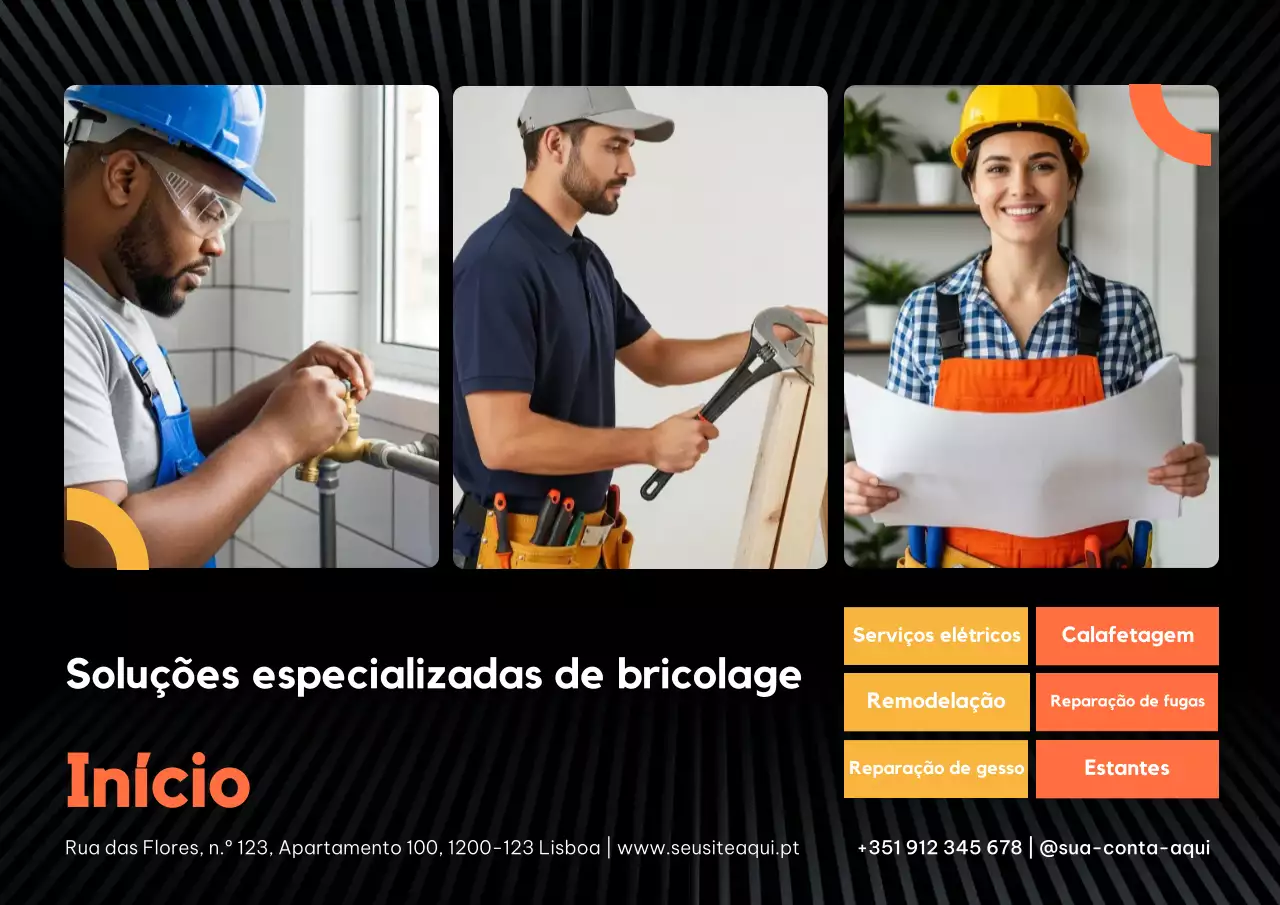 Cartaz promocional de faz-tudo moderno preto