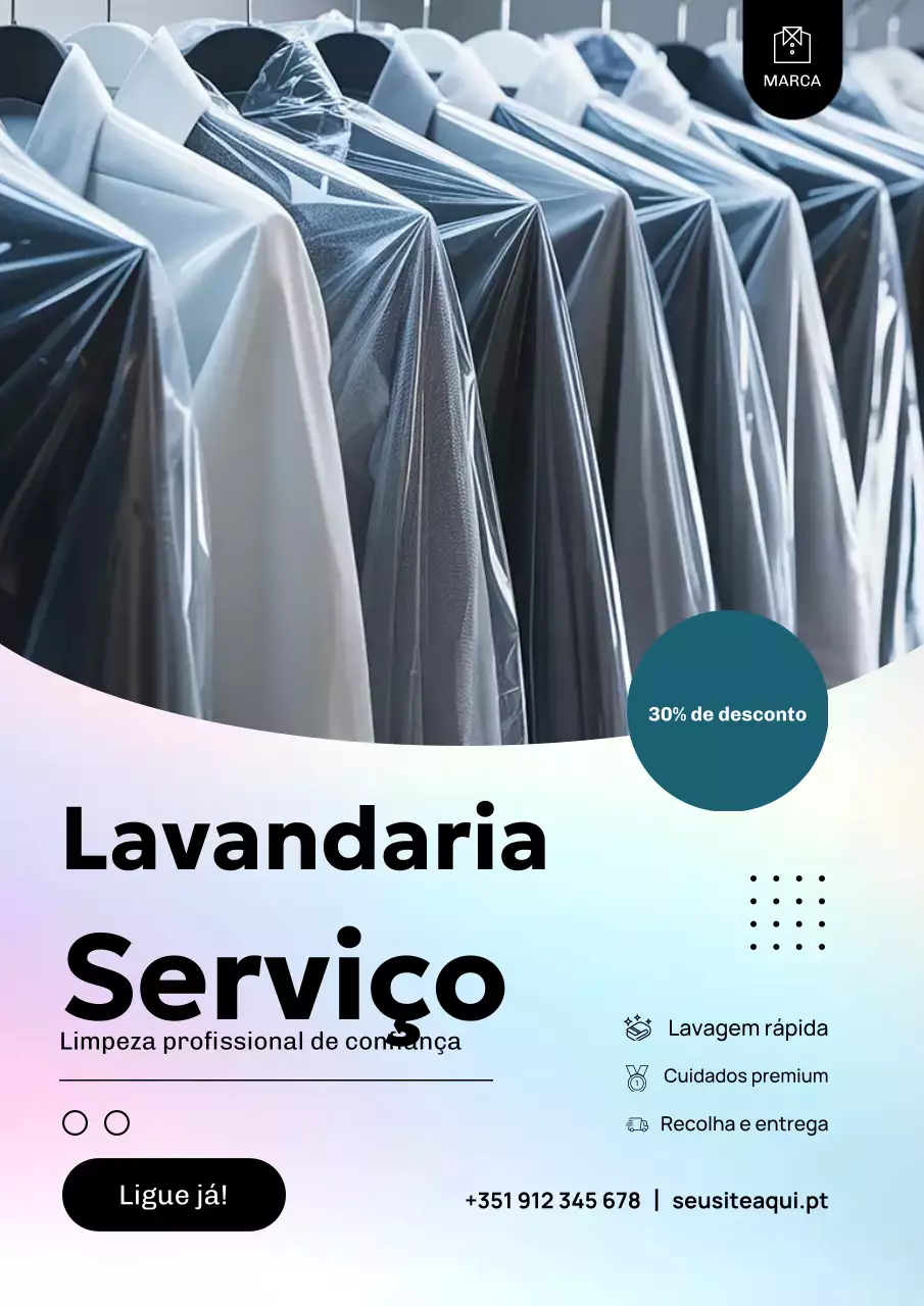 Cartaz promocional de limpeza moderna branca